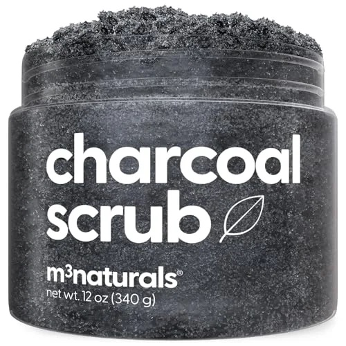 Exfoliating Charcoal Scrub for Body with Collagen & Stem Cells, 12 oz by M3 | For Body Toning, Smooths Cellulite Appearance & Armpit Detox, with Skin-Smoothing Exfoliation for Face, Feet &...