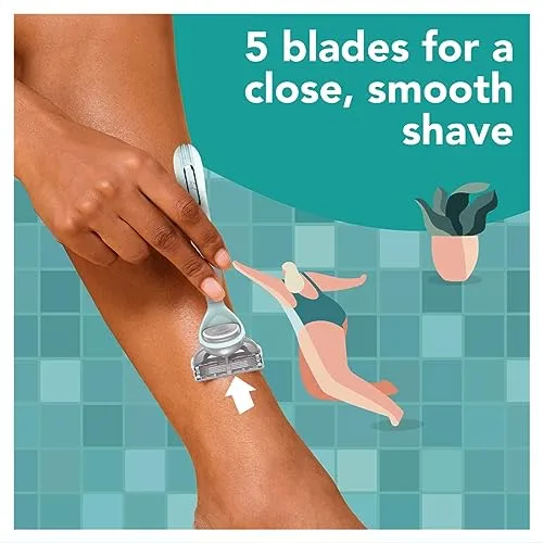 joy Razors for Women, 1 Handle, 4 Razor Blade Refills, Teal, Lubrastrip to Help Avoid Skin Irritation