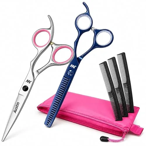 JW Professional Hair Cutting Scissors & Thinning Shear Set with