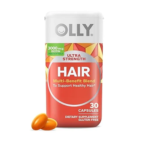 OLLY Ultra Strength Hair Softgels, Supports Hair Health, Biotin, Keratin,