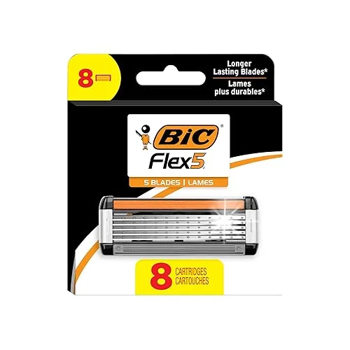 BIC Flex 5 Refillable Razors for Men, Long-Lasting 5 Blade