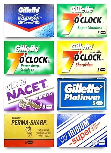 Premium Razor Blades Assortment: Gillette WiIkinson, Wizamet, Platinum New, 7