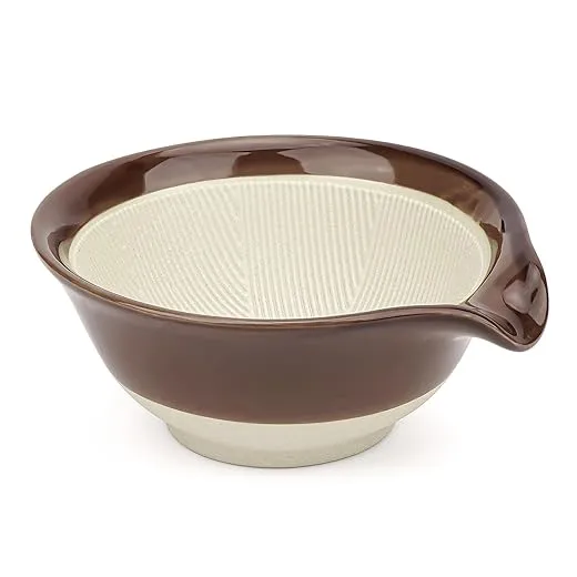 Linkidea Ceramic Shaving Bowl, Shaving Soap Lather Mug Cup for Men, Wide Mouth Barber Beard Wet Razor Shave Cream Cup, Brown