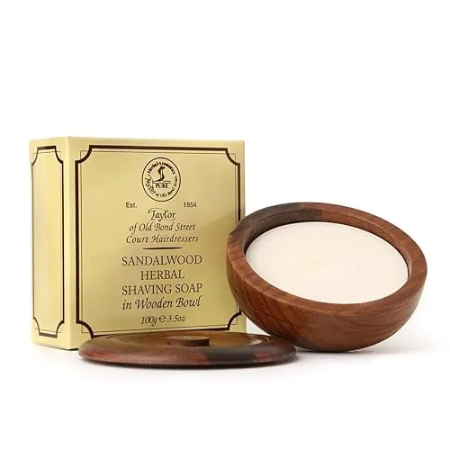 Taylor of Old Bond Street Sandalwood Shaving Soap in a