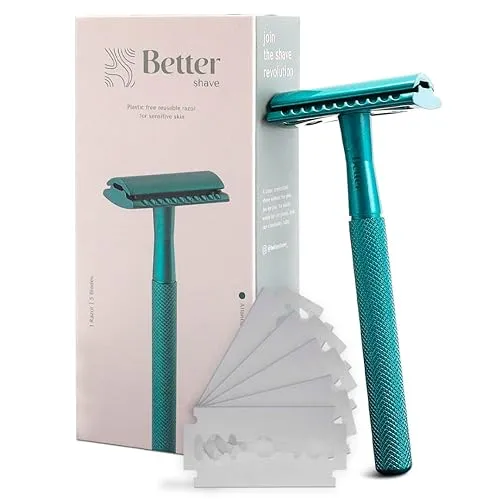 Bettershave Single Blade Razors for Women Set (Reusable metal handle