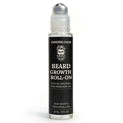 Innerbloom Minoxidil 5% Beard Growth Roll-On, Beard Growth Roller with