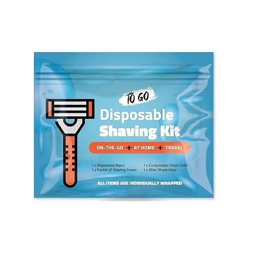 Shaving Kit with Razor, Shaving Cream, Washcloth & Aftershave Wipe