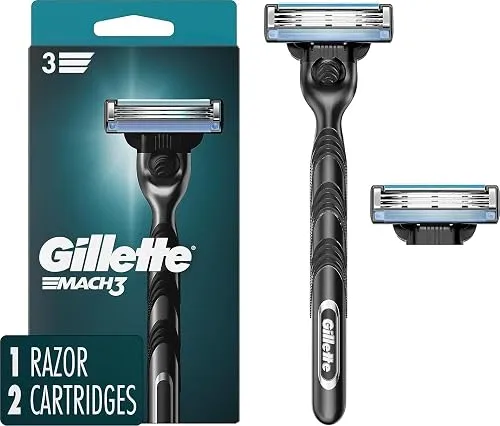 Gillette Mach3 Razor for Men, 1 Razor Handle + 2