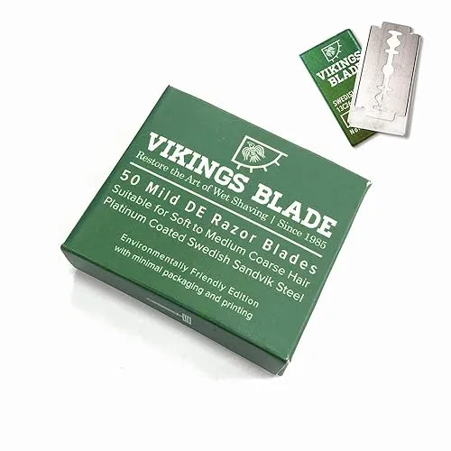 VIKINGS BLADE Double Edge Safety Razor Blades, 50x Blades, Swedish