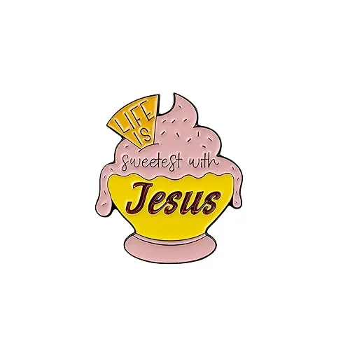 Life Is Sweetest With Jesus Ice Cream Christian Enamel Pin,