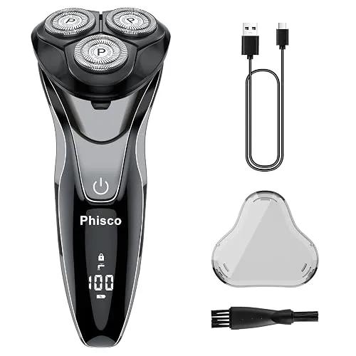 Phisco Electric Razor for Men Cordless: Rechargeable IPX7 Waterproof Shaver