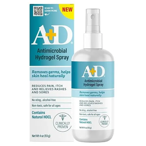 A+D Antimicrobial Hydrogel Spray – with Hypochlorous Acid, Removes Germs,