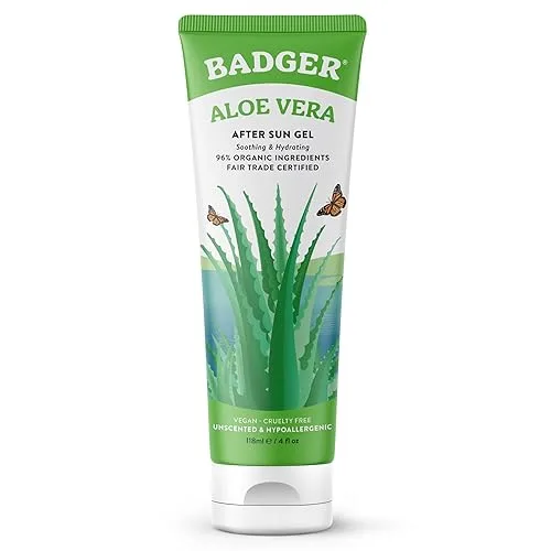 Badger Organic Aloe Vera Gel for Face & Body, 96%