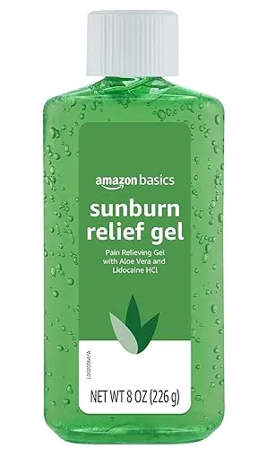 Amazon Basics Sunburn Relief Gel with Aloe Vera, Soothing, Cooling,