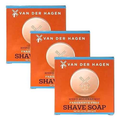 Van Der Hagen Men's Luxury Fragrance Free Shave Soap (Pack