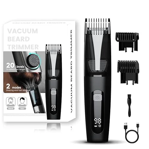 Vacuum Beard Trimmer for Men, No Mess Trimming, 40 Adjustable