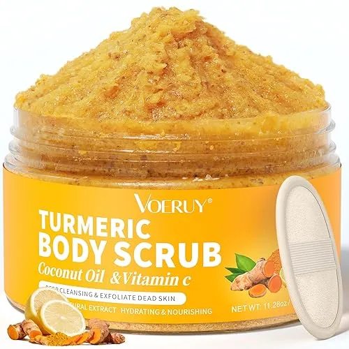 Body Scrub, Turmeric Exfoliating Body Scrub, with Coconut Oil &
