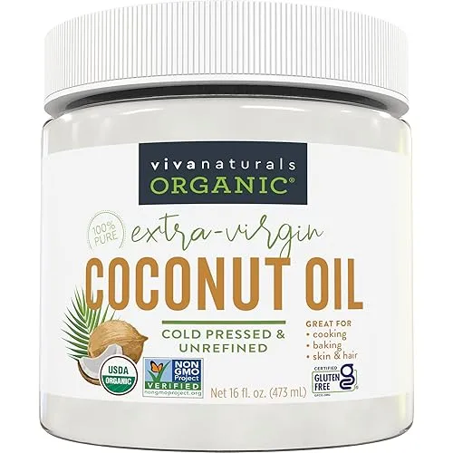 Viva Naturals Organic Coconut Oil, 16 fl oz – Unrefined,