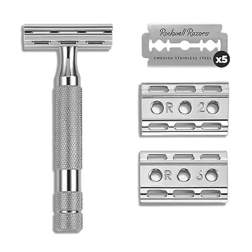 Rockwell Razors 6C White Chrome Double-Edge Safety Razor for Men