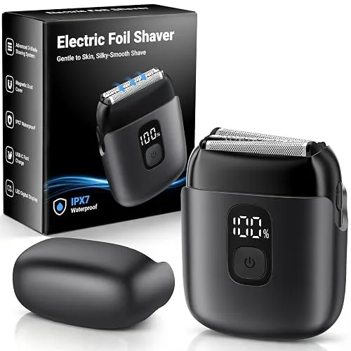 Electric Foil Shavers for Men, Mini Electric Razor with 3