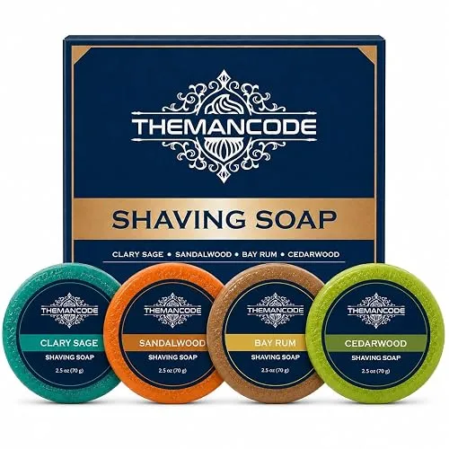 THEMANCODE Shaving Soap Gift for Men, 4 Pack Variety, 2.5