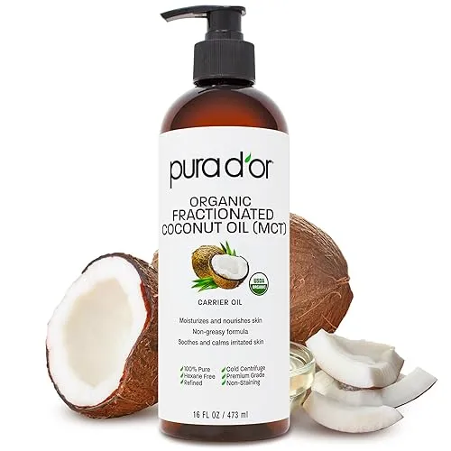 PURA D'OR 16 Oz ORGANIC Fractionated Coconut Oil – USDA