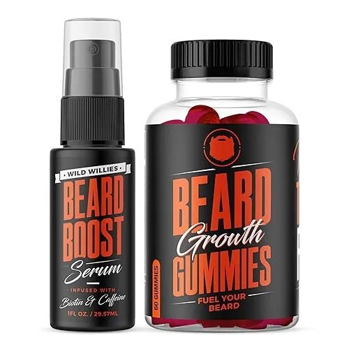 Wild Willies Beard Growth Serum & Gummies Supplement Set -
