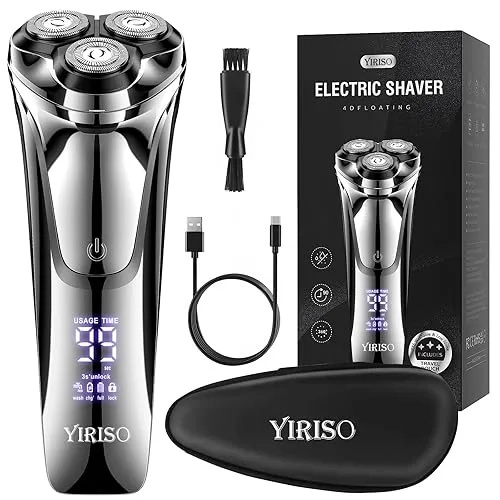 Electric Razor for Men, 90Min Long-Lasting Rotary Shaver with 4D