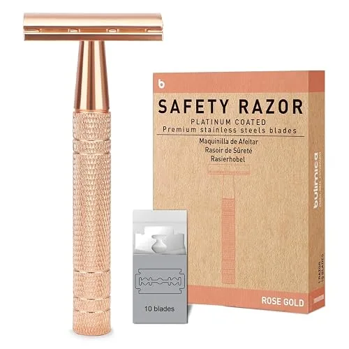 Matte Rose Gold Safety Razor for Women & Men, Reusable