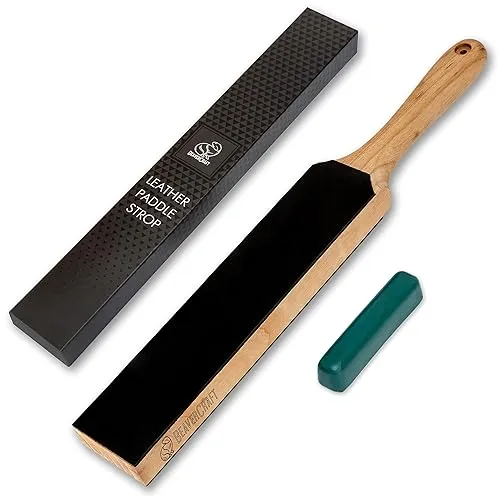 BeaverCraft Leather Strop Kit with Sharpening Polishing Compound Knife Stropping
