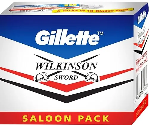 Gillette 100 X Wilkinson Sword Double Edge Safety Razor Blades