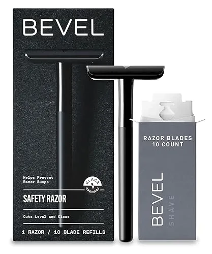 Bevel Safety Razor with Brass Weighted Handle, 10 Double Edge