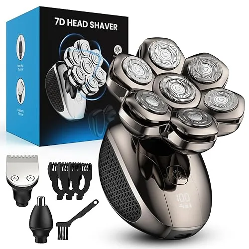 Head Shaver for Bald Men, 7D Floating Electric Razor, Close