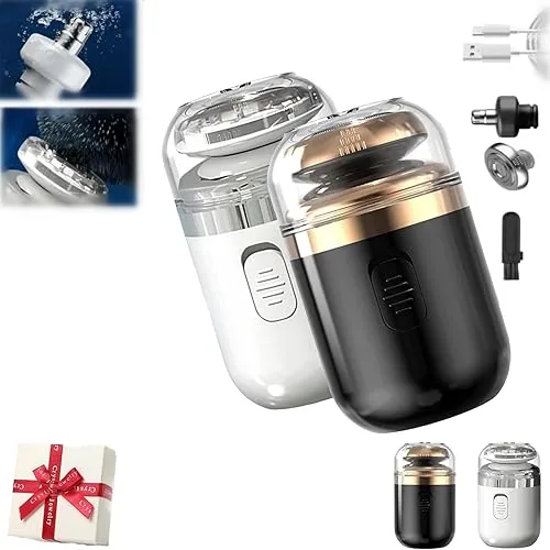 2-in-1 Portable Mini Capsule Shaver, Washable Electric Beard Razor with