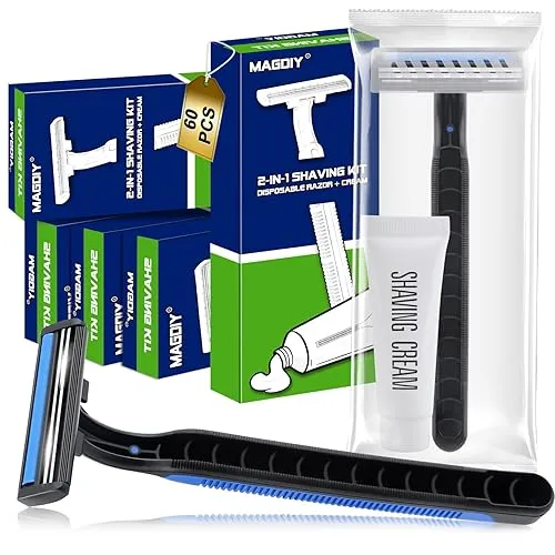 60 Pack Disposable Razors Bulk for Men with Travel Shaving