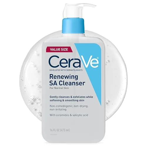CeraVe Renewing Salicylic Acid Cleanser, Gentle Exfoliating Face Wash, 16oz