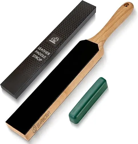 BeaverCraft Leather Strop Kit with Sharpening Polishing Compound Knife Stropping