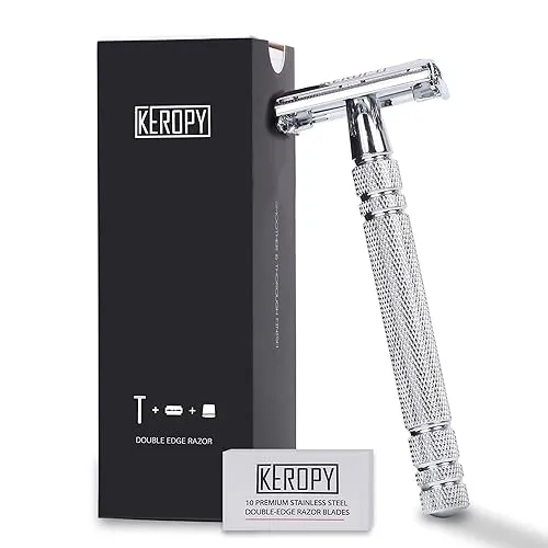 Men's Safety Razor with 10 Blades, Eco-Friendly Shaving Kit -