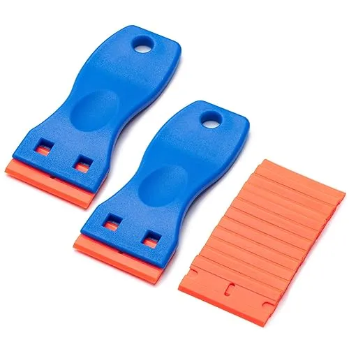 2 Pcs Plastic Razor Blade Scraper and 12 Pcs Blades,