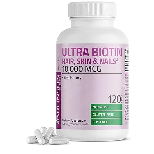 Bronson Ultra Biotin 10,000 Mcg Hair Skin and Nails Supplement,