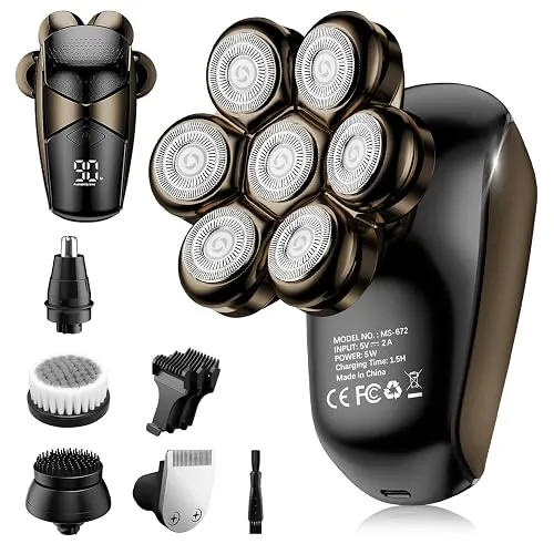 SHPAVVER Head Shavers for Bald Men: 5-in-1 IPX7 Waterproof Grooming