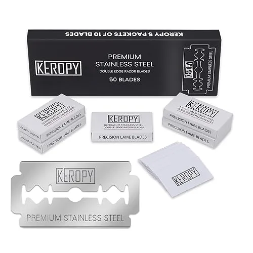 KEROPY Double Edge Safety Razor Blades-50 Count Premium Razor Blades,