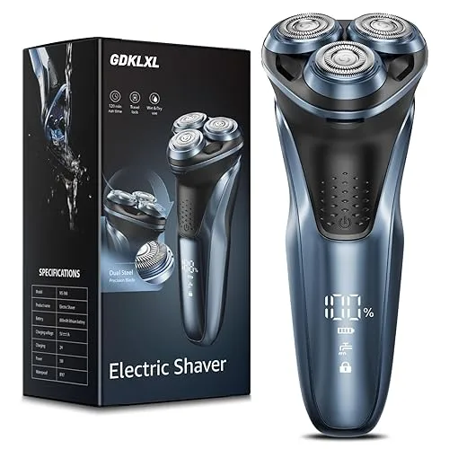 Rechargeable Electric Razor for Men: IPX7 Waterproof Shaver - 1.5H