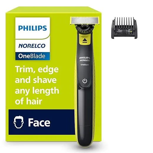 Norelco Philips OneBlade 360 Hybrid Face, Electric Beard Trimmer and Shaver, with 360 Blade Technology, 1x 360 Blade for Face, 5in1 Adjustable Comb, Model QP2724/90