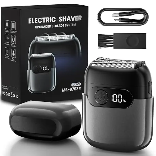 Electric Foil Shaver for Men,Compact 3D Floating Shaving Heads, Electric