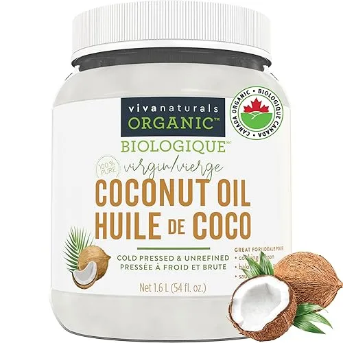 Viva Naturals Organic Coconut Oil - Unrefined, Cold-Pressed Extra Virgin