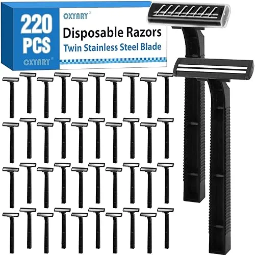 CXYARY 220 Pcs Twin Blade Disposable Razors With Clear Safety