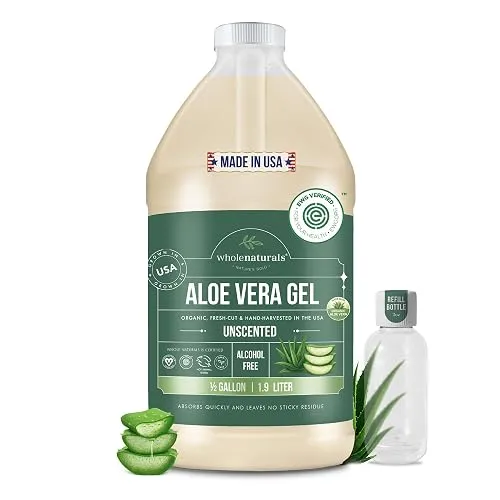 WHOLENATURALS Organic Aloe Vera Gel, EWG Verified, Unscented, From Freshly