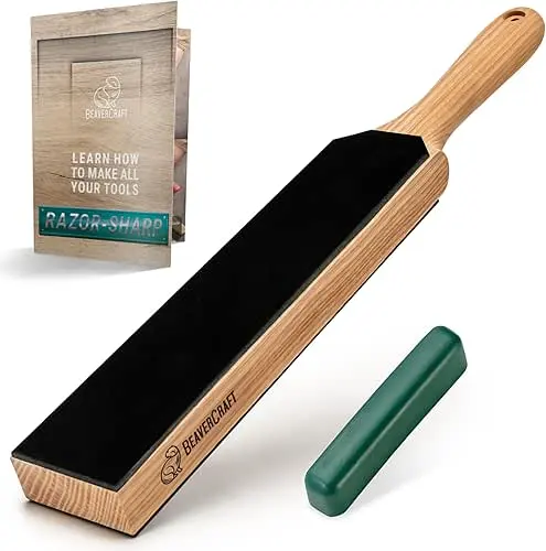 BeaverCraft Leather Strop for Knife Sharpening - Knife Strop Block