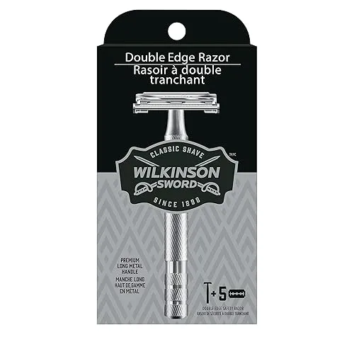 Wilkinson Sword Double Edge Safety Razor, 1 Metal Handle &